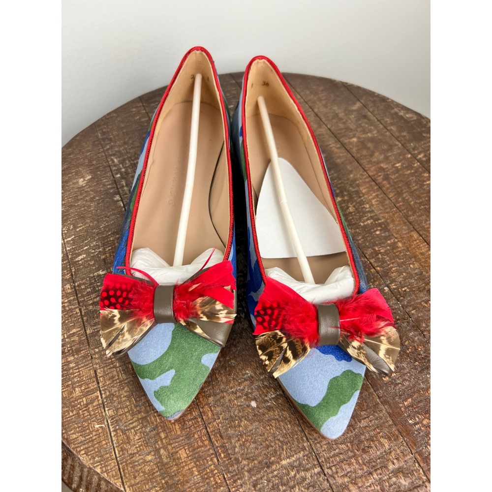 Handmade in Spain Ballet Flats Artemisa Red Camo Flats Shoes Women Size 37